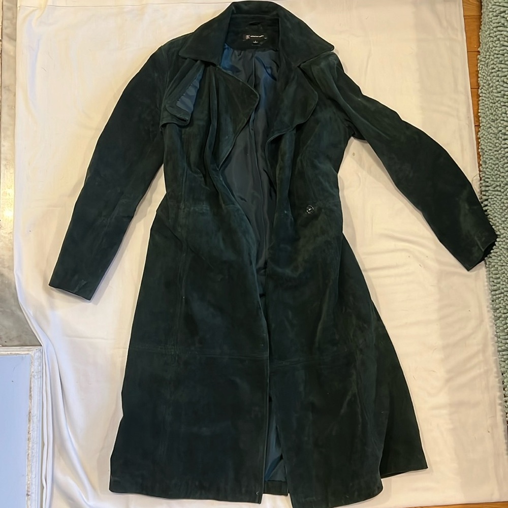International Concepts green suede trench coat